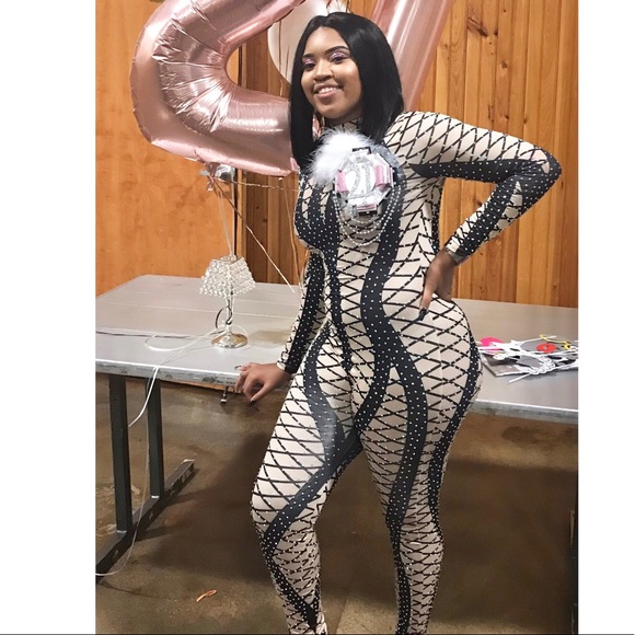 Sequin Rhinestomw Jumpsuit - Picture 2 of 3